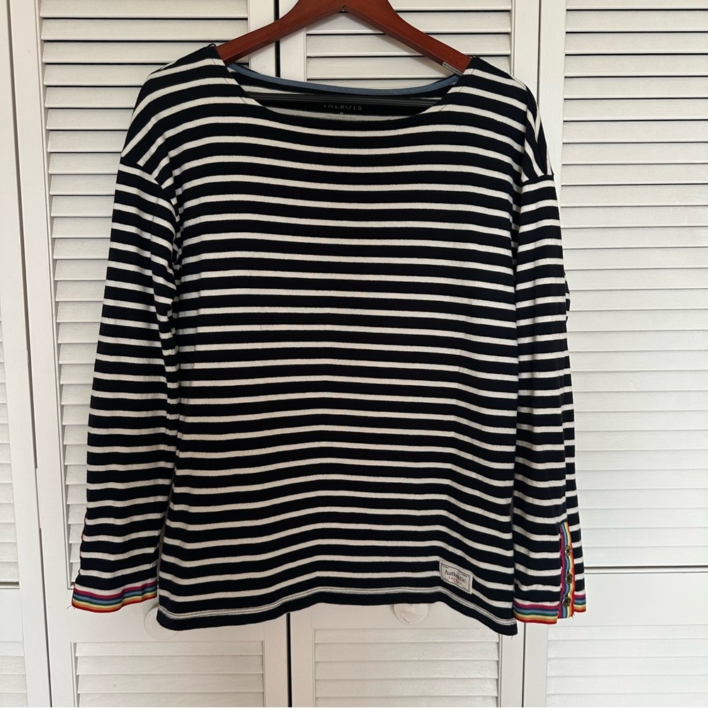 Talbots NAVY Rainbow Cuff Nautical Cape COD Old Money Fisherman 100% Cotton - Picture 2 of 10